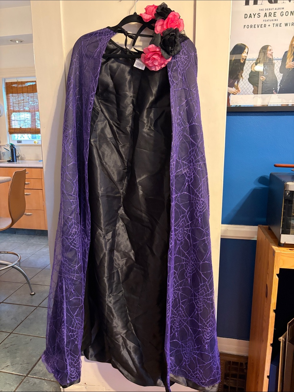 Purple Lace Overlay Cape and flower Headband - Women